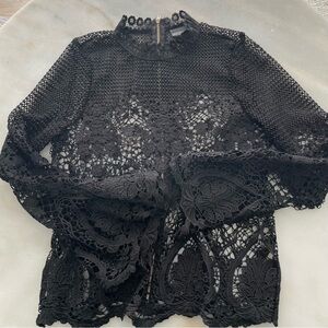 Bold Elements Black Lace Long Sleeve Top size M